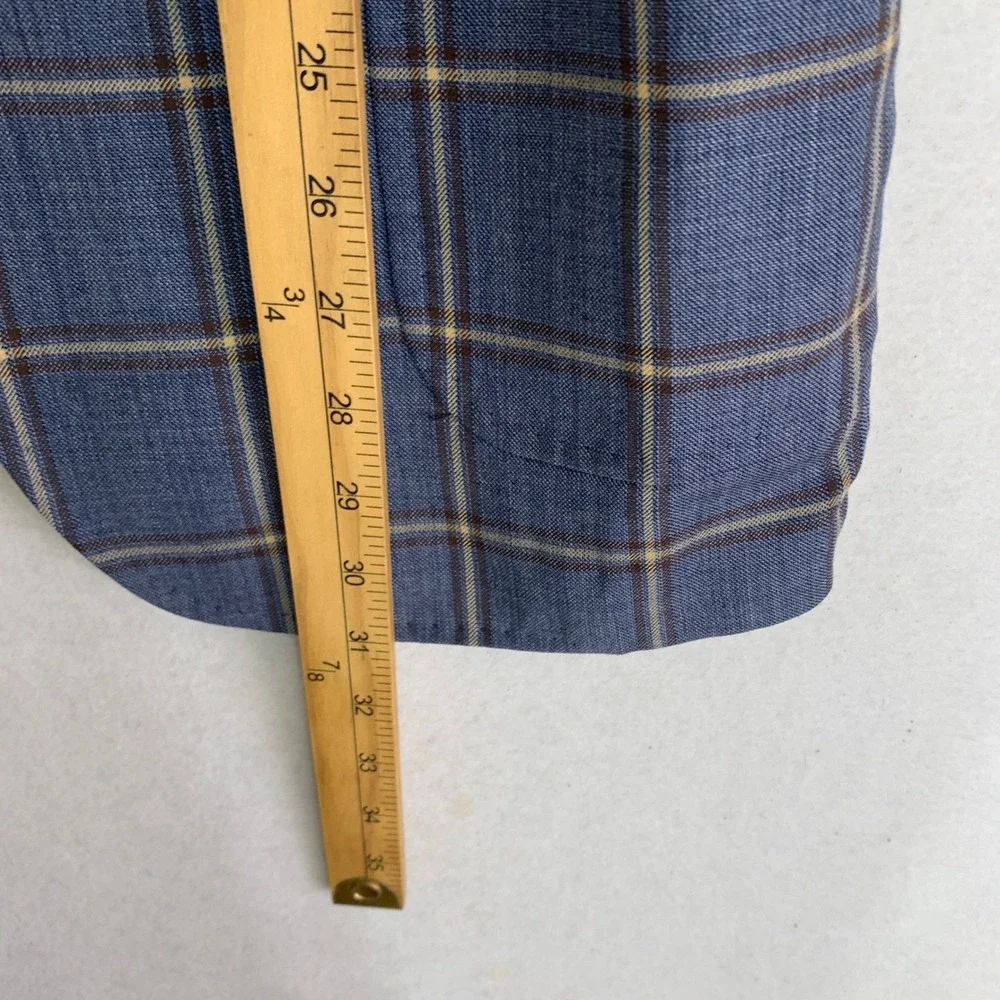 Peter Millar Crown Wool Sport Coat Jacket Men M 42R Blue Windowpane Blazer Plaid